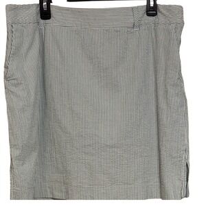Liz & Co Skort Stretch Seersucker Pinstripe Golf Casual‎ Blue White Size 16 EUC